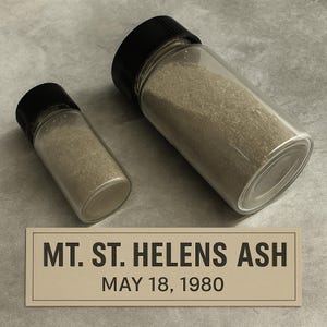 Mount St. Helens Volcanic Ash Sample (1980 Eruption) - Handmade Home Museum Display
