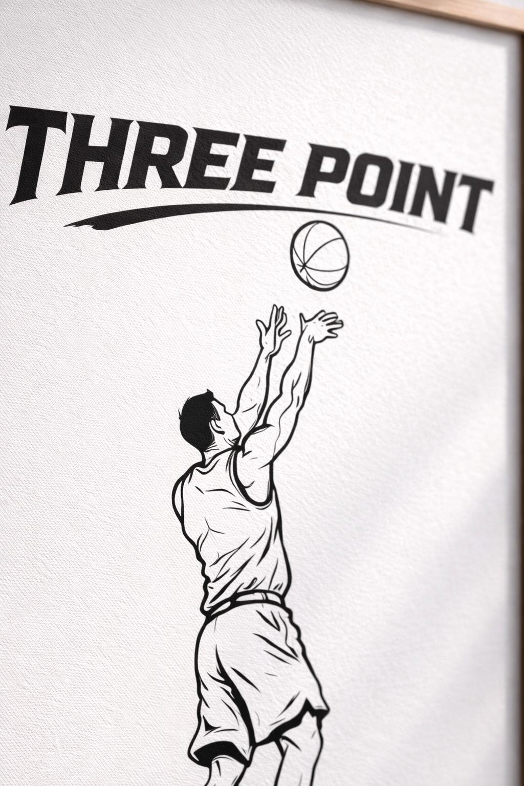 Three Point Basketball Poster Printable Wall Art, Sports Minimal Line ...