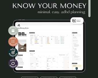 ADHD Budget Planner Notion Template | Money Management System | Finance Tracker | Bills, Spending, Savings & Financial Dashboard