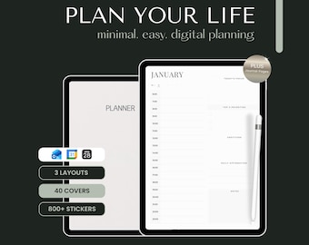 UNDATED Digital Planner | GoodNotes | ADHD-Friendly | Daily Weekly Monthly | iPad PDF | 800+ Stickers | Notability | 2026 2027