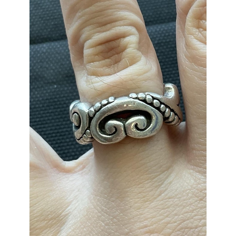 vintage Brighton sterling silver 925 thick wide band ring Open Scrollwork Size 8 image 1