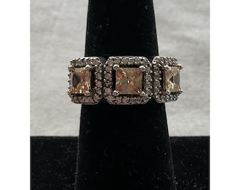vintage Joseph Esposito 925 Sterling Silver Three Stone Ring Size 6 Estate Jewel