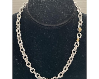 Judith Ripka JR Zwei 925 Sterling Silber 18k YG Akzent Gliederhalskette