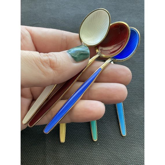 DavidーAndersen デヴィッドアンデルセン ビンテージデミタススプーン Set of Six Vintage David Andersen Norway Sterling Silver Enamel