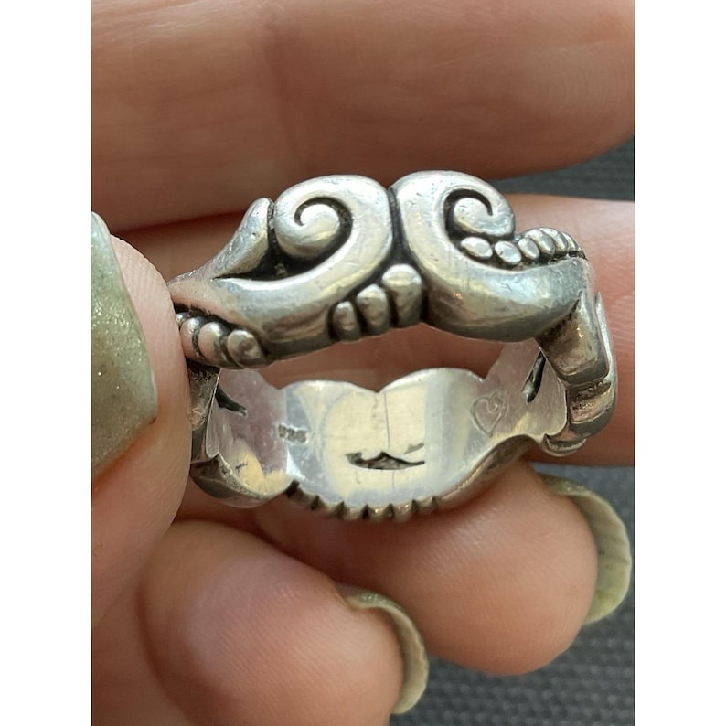vintage Brighton sterling silver 925 thick wide band ring Open Scrollwork Size 8 image 6