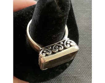Brighton 925 Sterling Silver Smoky Quartz Ring Size 8 Vintage Estate Jewelry
