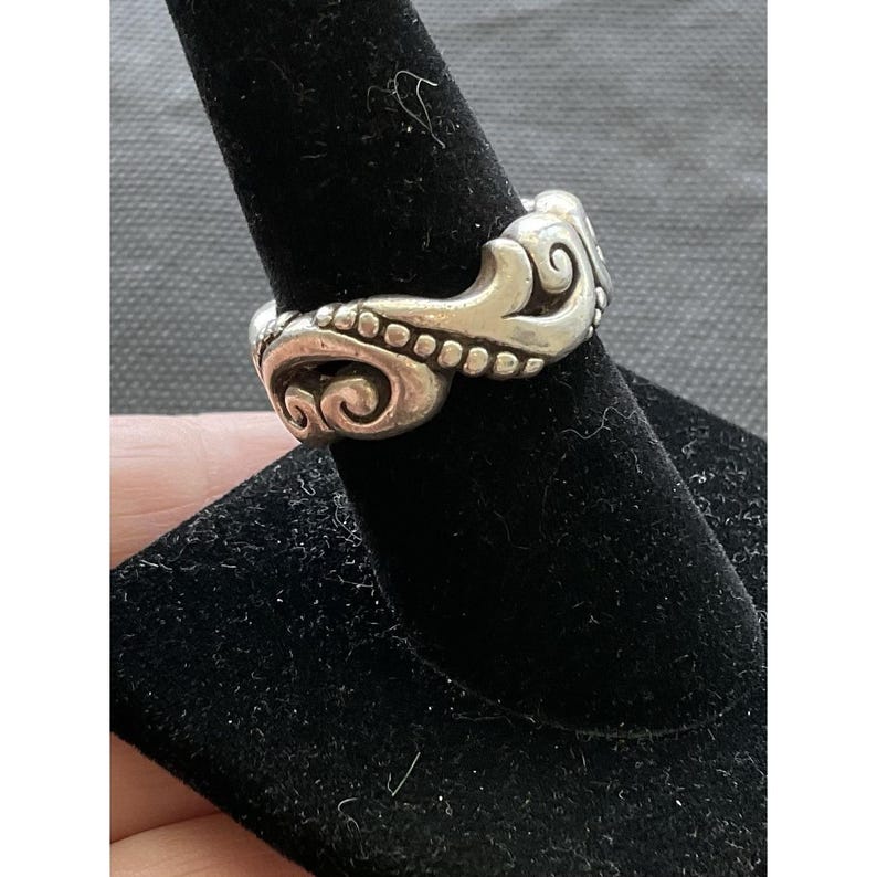 vintage Brighton sterling silver 925 thick wide band ring Open Scrollwork Size 8 image 4