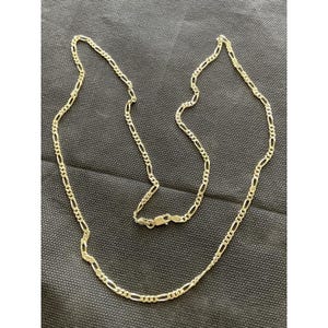 Briller 925 Italy Sterling Silver Gold Vermeil Figaro Link Chain Necklace Vintag