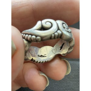 vintage Brighton sterling silver 925 thick wide band ring Open Scrollwork Size 8 image 5