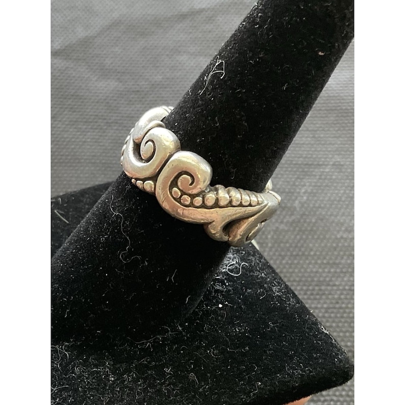 vintage Brighton sterling silver 925 thick wide band ring Open Scrollwork Size 8 image 3