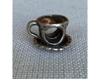 Charm de taza de té y platillo de plata esterlina 925 Pandora ALE Retirado