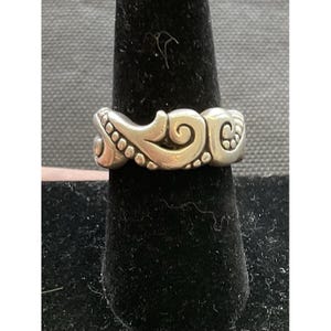 vintage Brighton sterling silver 925 thick wide band ring Open Scrollwork Size 8 image 2