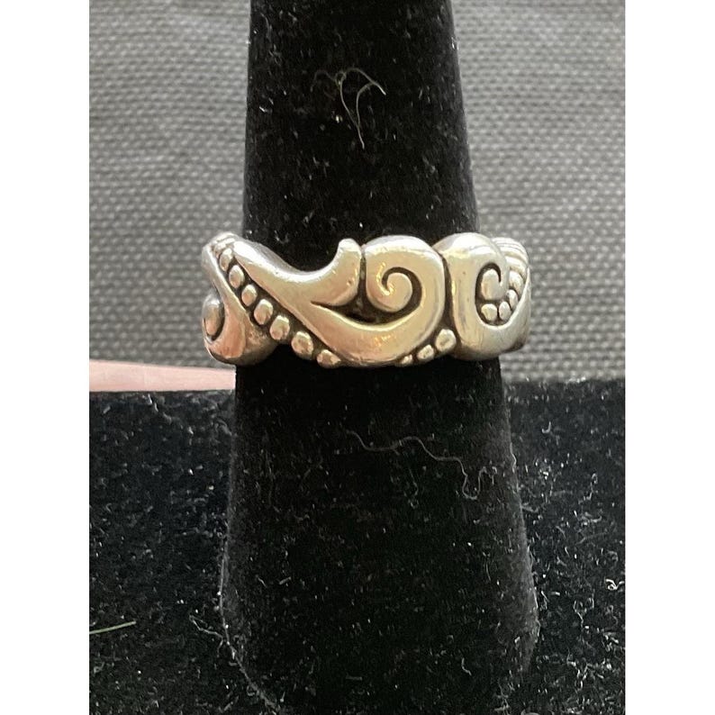 vintage Brighton sterling silver 925 thick wide band ring Open Scrollwork Size 8 image 2