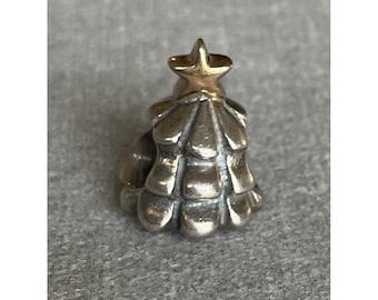 Charm de árbol de Navidad de Pandora ALE en plata de ley 925 con estrella de oro de 14 k (retirado)