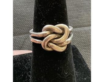 Vintage 925 Sterling Silver Double Love Knot Ring Size 6 Estate Jewelry