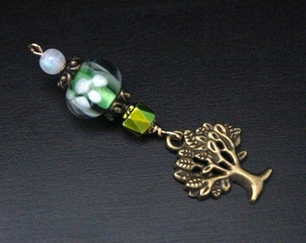 Rainbow Moonstone and Lime White Petals Tree of Life Blessingway bead -  Blessing, baby shower gift, midwife gift, doula gift, doctor gift