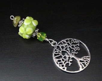 Peridot Lime Petals Lace Tree of Life Blessingway bead - Mother Blessing, baby shower gift, pregnancy gift, doula gift, pregnancy pendant