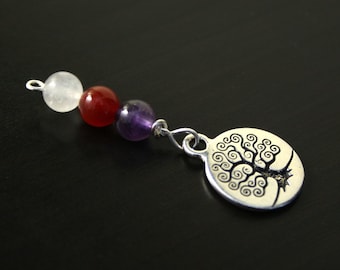 Triple gem Tree of Life Blessingway bead - Rose quartz, carnelian, amethyst - Mother Blessing, baby shower gift, pregnancy gift, doula gift