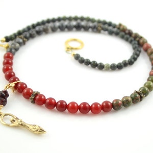 Pregnancy Tracking Necklace Pick your charm Sunlit Meadow red carnelian, labradorite, unakite, garnet image 2