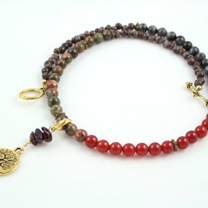 Pregnancy Tracking Necklace Pick your charm Sunlit Meadow red carnelian, labradorite, unakite, garnet image 3