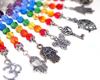 Chakra pendant with Swarovski crystals - Pick a charm - Rainbow pendant, seven chakras pendant, chakra necklace, rainbow necklace