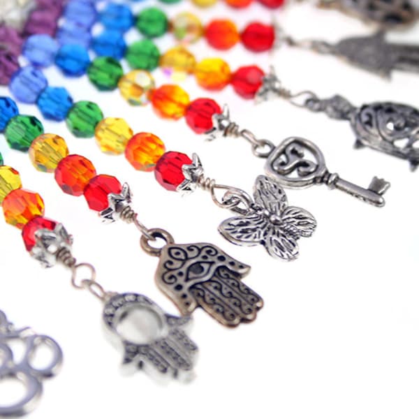 Chakra pendant with Swarovski crystals - Pick a charm - Rainbow pendant, seven chakras pendant, chakra necklace, rainbow necklace