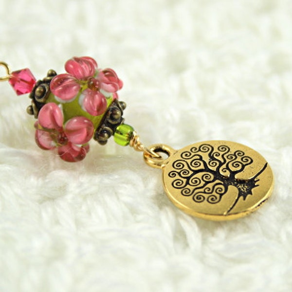Blessingway bead - Peach Blossoms Tree of Life - Mother Blessing bead, mama goddess