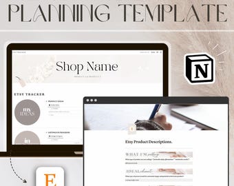 Notion Etsy Shop Planner, Digital SEO Worksheet, Listing Organizer & Scheduler, with Product Description Template for Small Business Owners