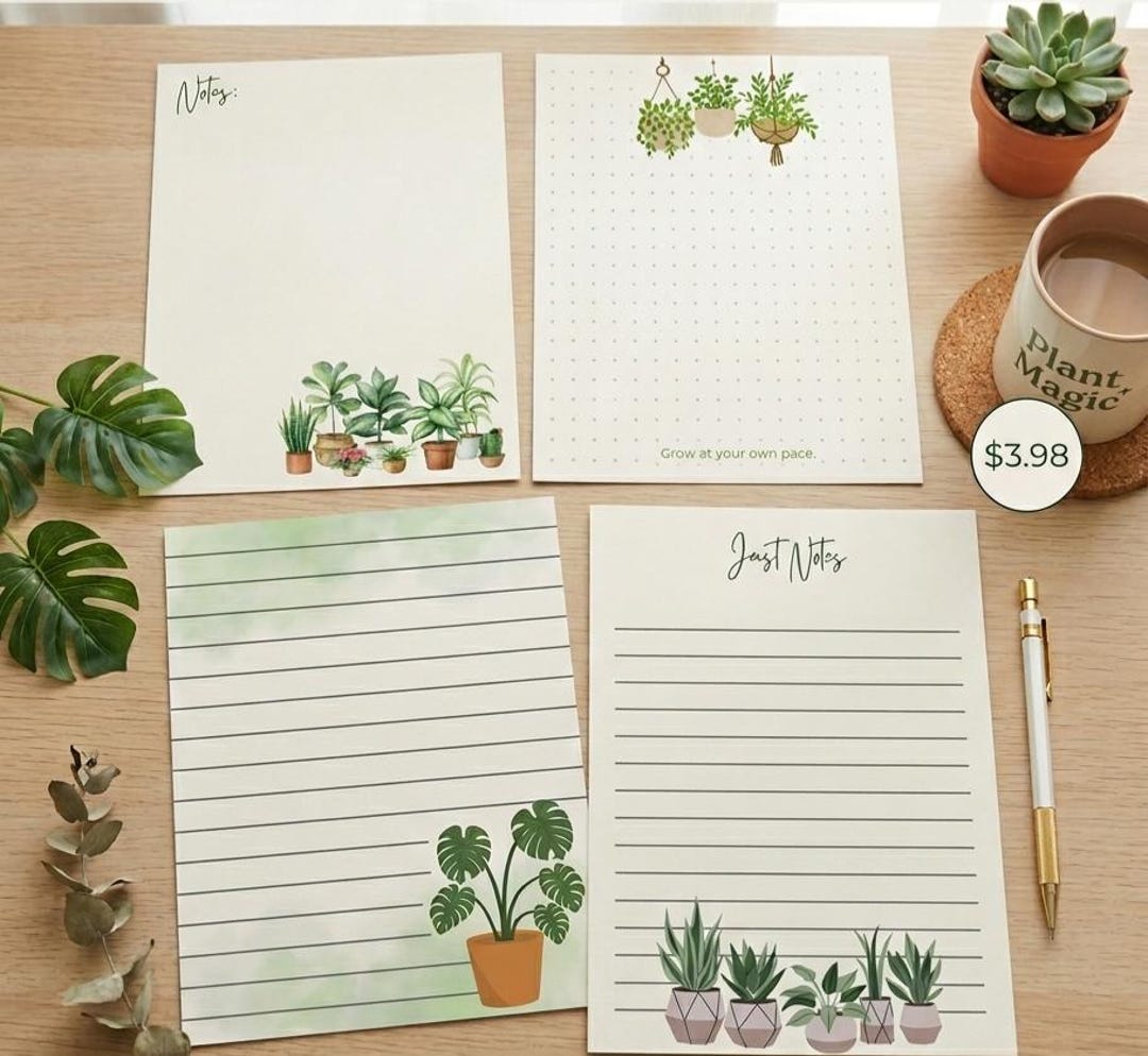 Botanical Jungle Notes Pages | House Plant Stationery Set (digital ...