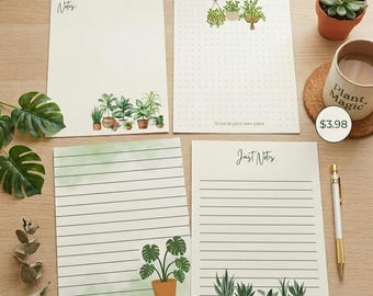 Botanical Jungle Notes Pages | House Plant Stationery Set (Digital Download)