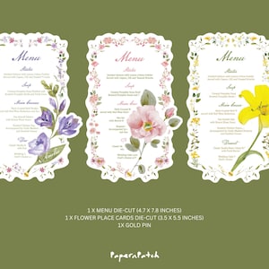 Menu & Place Cards | Flower Party Theme | Day-of Stationery – Physical Items