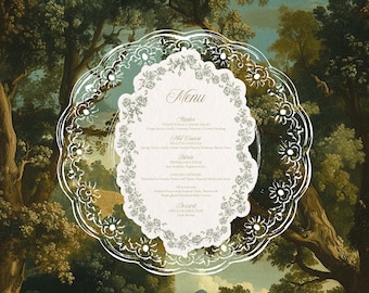Menú de boda floral / PSD y PNG / Imprimir y cortar - Descarga digital