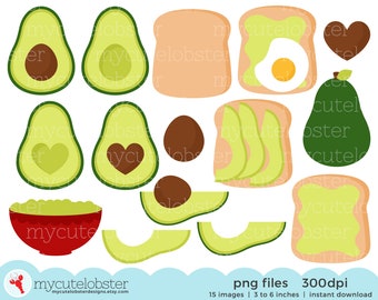Download Avocado Clipart Set Etsy