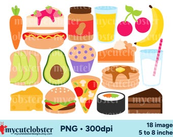 食品クリップアート - 食品クリップアート、デザートグラフィックのセット、PNGデジタルダウンロード