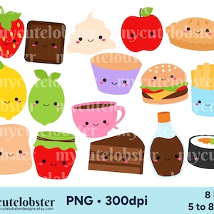 Clipart accords mets mignons - ensemble d'amis de la cuisine, clipart nourriture mignonne, nous allons ensemble - téléchargement immédiat, usage personnel, usage commercial, PNG