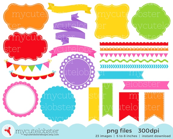 small commercial use personal use tags Banners /& Frames Clipart Set Borders green frames instant download borders clip art set