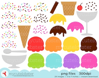 ice cream clipart set build your own ice cream kit clipart etsy