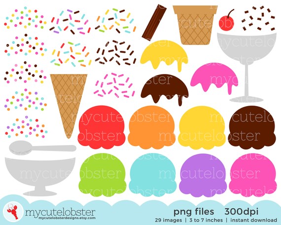 Ice Cream Clipart Set Build Your Own Ice Cream Clipart Set Etsy