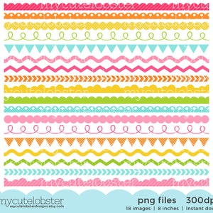 Kleurrijke randen clipart set - digitale randen clip art set, coquille, zigzag, rand - Instant Download, persoonlijk gebruik, commercieel gebruik, PNG