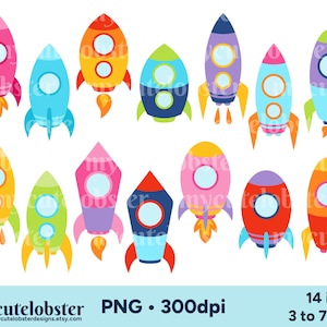 Space Rockets Clipart, Spaceships Clipart, Space Clipart, Rockets Clipart, Cute Space Rockets PNG, Personal Use, Commercial Use