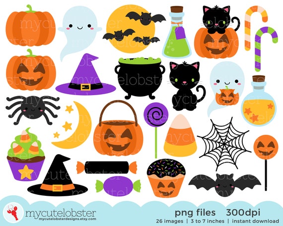 Halloween Clipart Cute Halloween Clip Art Bats Potions - Etsy Israel