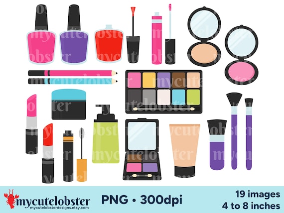 Makeup Clipart, Beauty Clipart, Makeup PNG, Cosmetics Clipart, Eyeshadow Clipart, Lipstick Clipart, Personal Use, Commercial Use