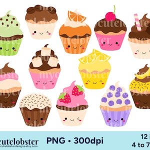 Clipart di cupcake carini, Clipart di cupcake dolci carini, Cupcake felici, Cupcake PNG, Clipart di torte carine, Uso personale, Uso commerciale