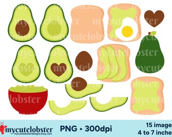 Avocado-clipart, set png-afbeeldingen avocado-voedsel voor persoonlijk en commercieel gebruik
