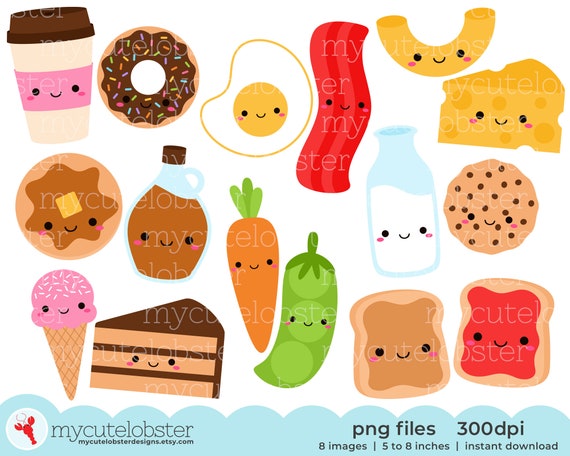 Perfect Match Kawaii Clipart Set Cute Food Clip Art Friendship 