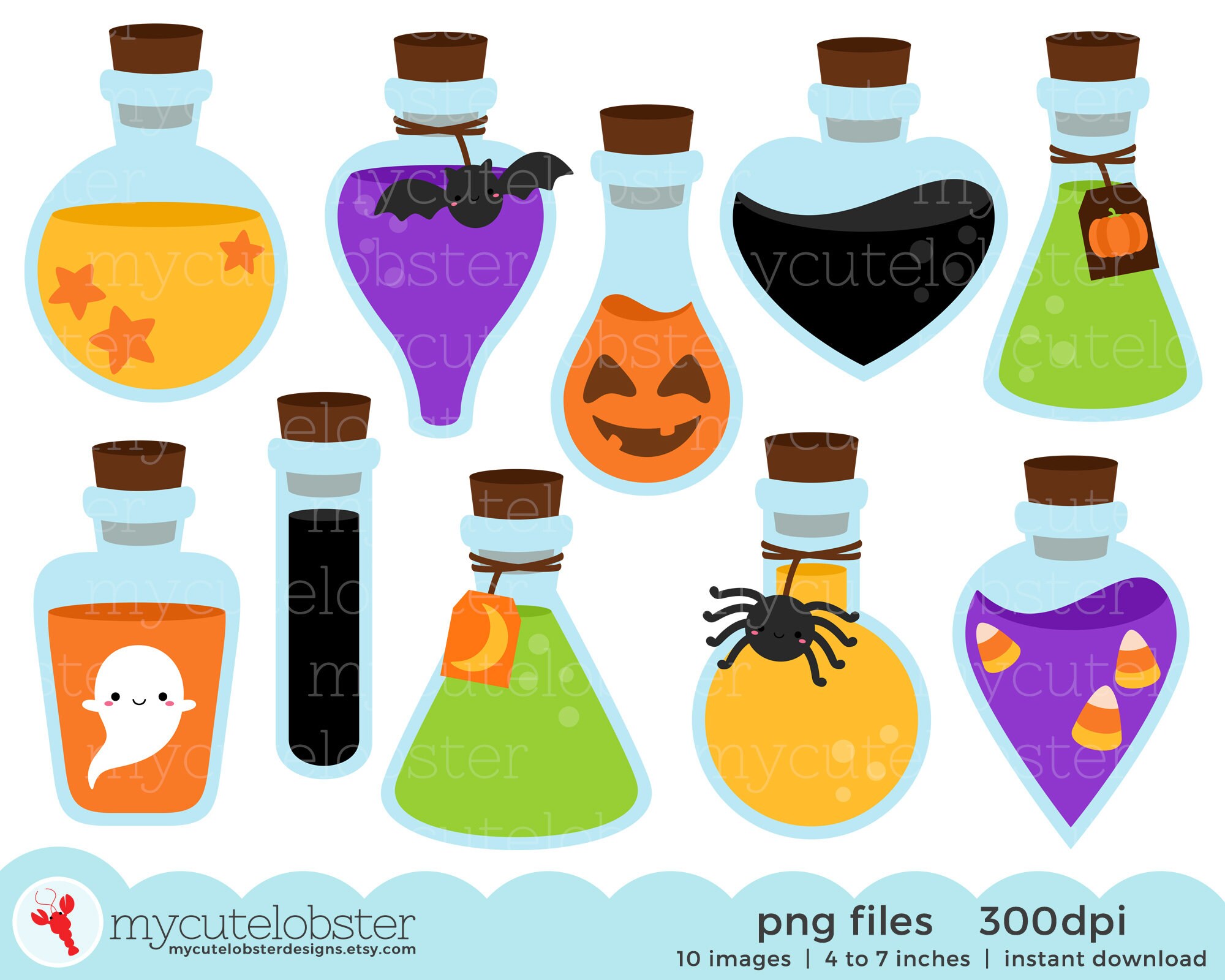Halloween Potions Clipart clip art de poción clip art de Etsy México