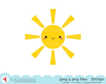 Happy Sun Single Clipart - sun clipart, sunshine clipart, cute sun clip art, happy - Instant Download, Personal Use, Commercial Use, PNG