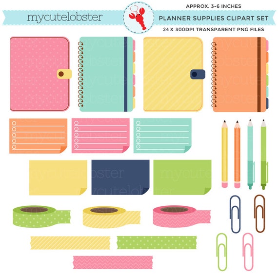 clip art set of sticky notes instant download rainbow planner personal use small commercial use Rainbow Sticky Notes Clipart Set