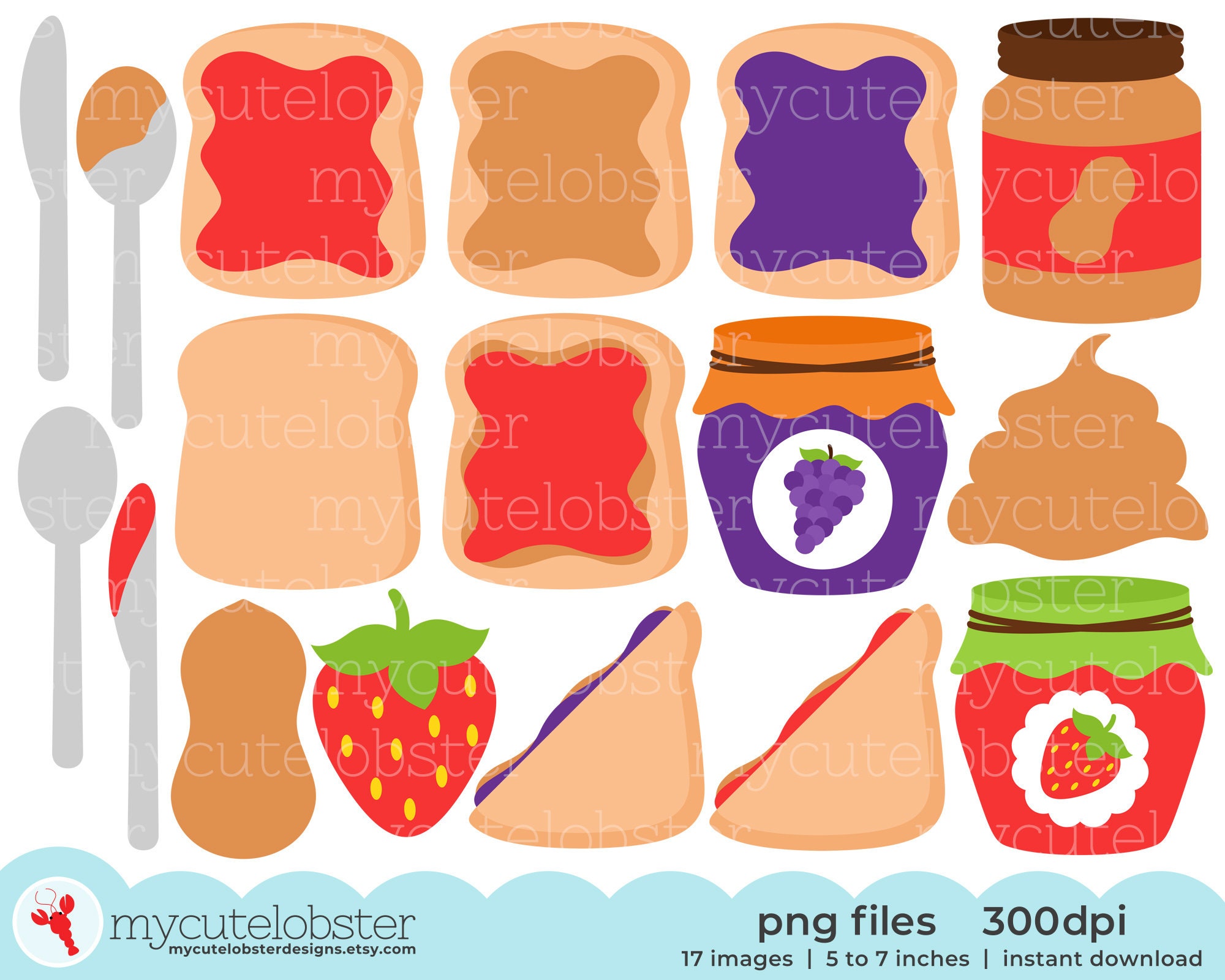 Peanut Butter & Jelly Clipart Set of Peanut Butter Bread - Etsy