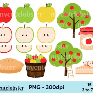 Apples Clipart, Apple Picking Clipart, Apples PNG, Fall Apples Clipart, Food Clipart, Autumn Clipart, Personal Use, Commercial Use